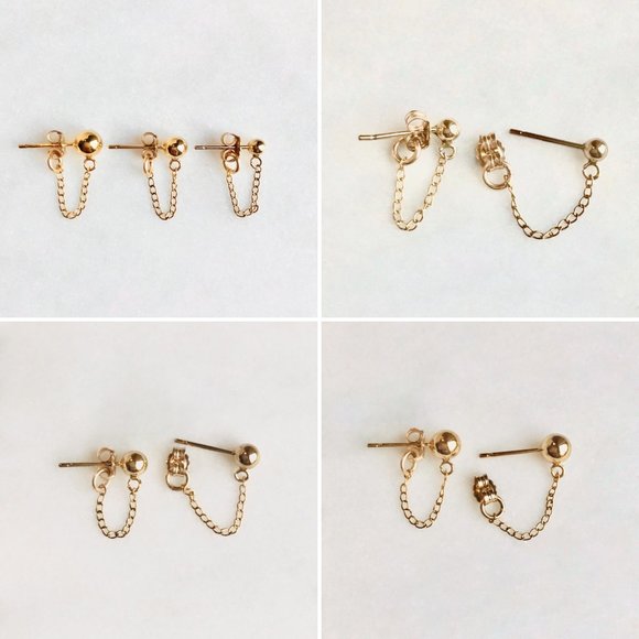 14K gold-filled ball and chain earrings - Picture 3 of 3